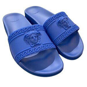 Versace Men's Royal Blue Medusa Sandals Pool Slides, sz 43, 46